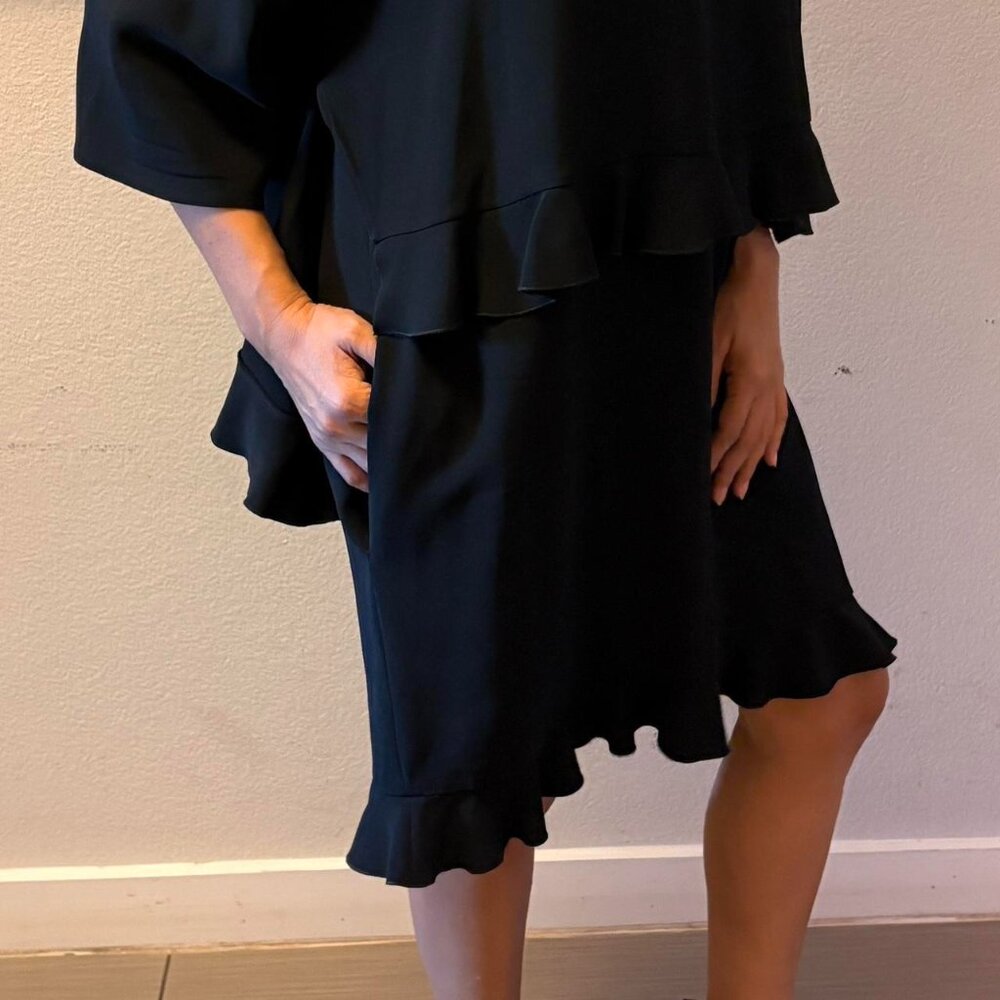 Stella McCartney Black Ruffle Cape Dress #StellaMcCartney Size 8 Sophisticated